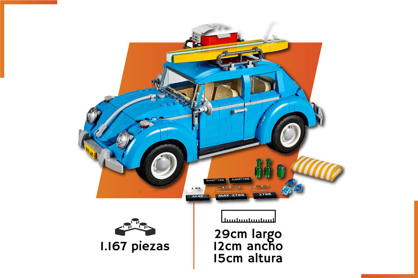 Bloques de construcción | Volkswagen Beetle | 1167 piezas
