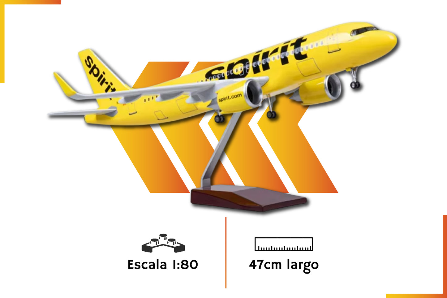 Airbus A320 Neo Spirit Airlines | Scale 1:80 | 47 cm