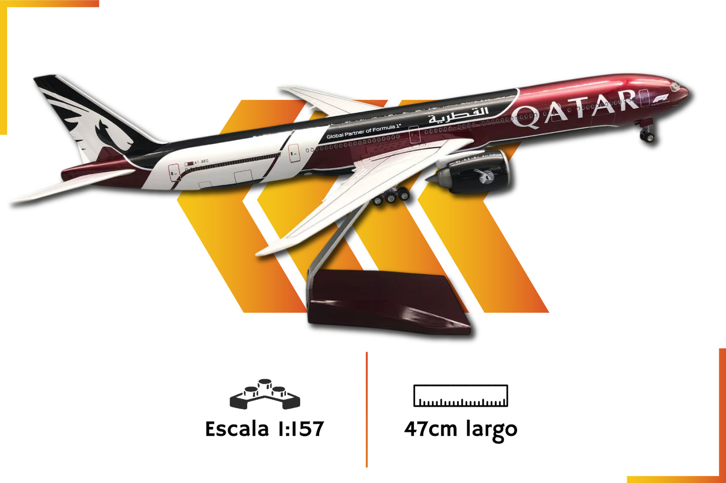 Boeing 777 Qatar F1 Livery | Scale 1:157 | 47 cm