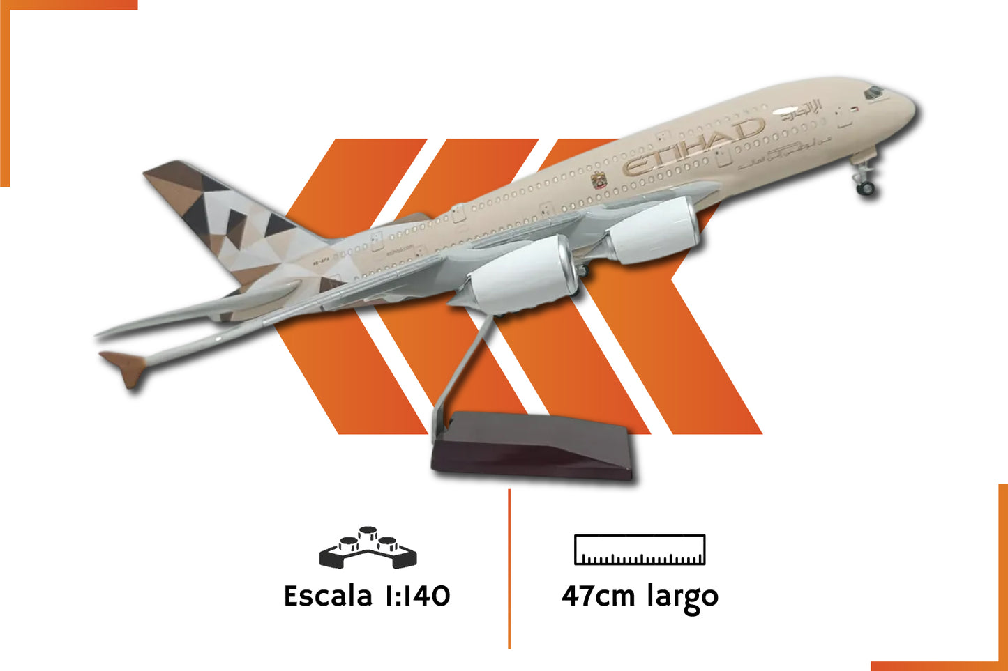 Airbus A380 Etihad | Escala 1:140 | 47 cm