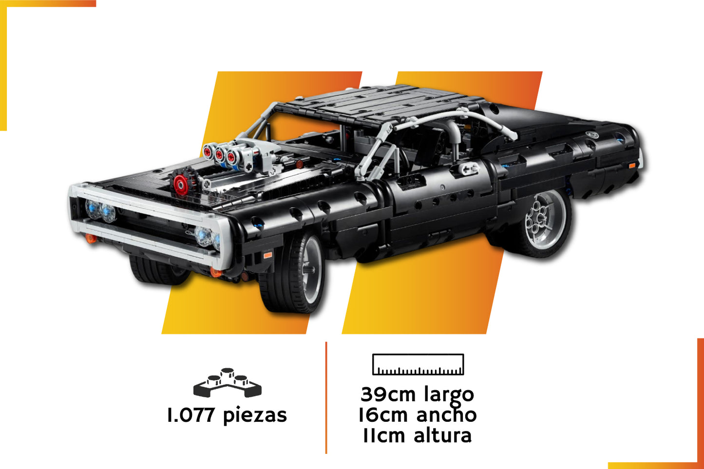 Bloques de construcción | Dodge Charger Fast & Furious | 1077 piezas