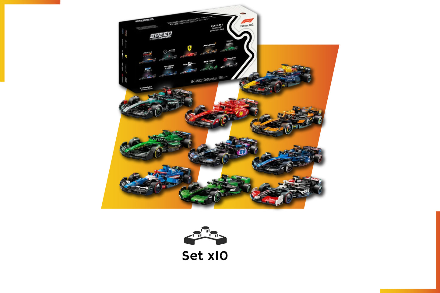 Bloques de construcción | F1 Colección x10 | 10 carros
