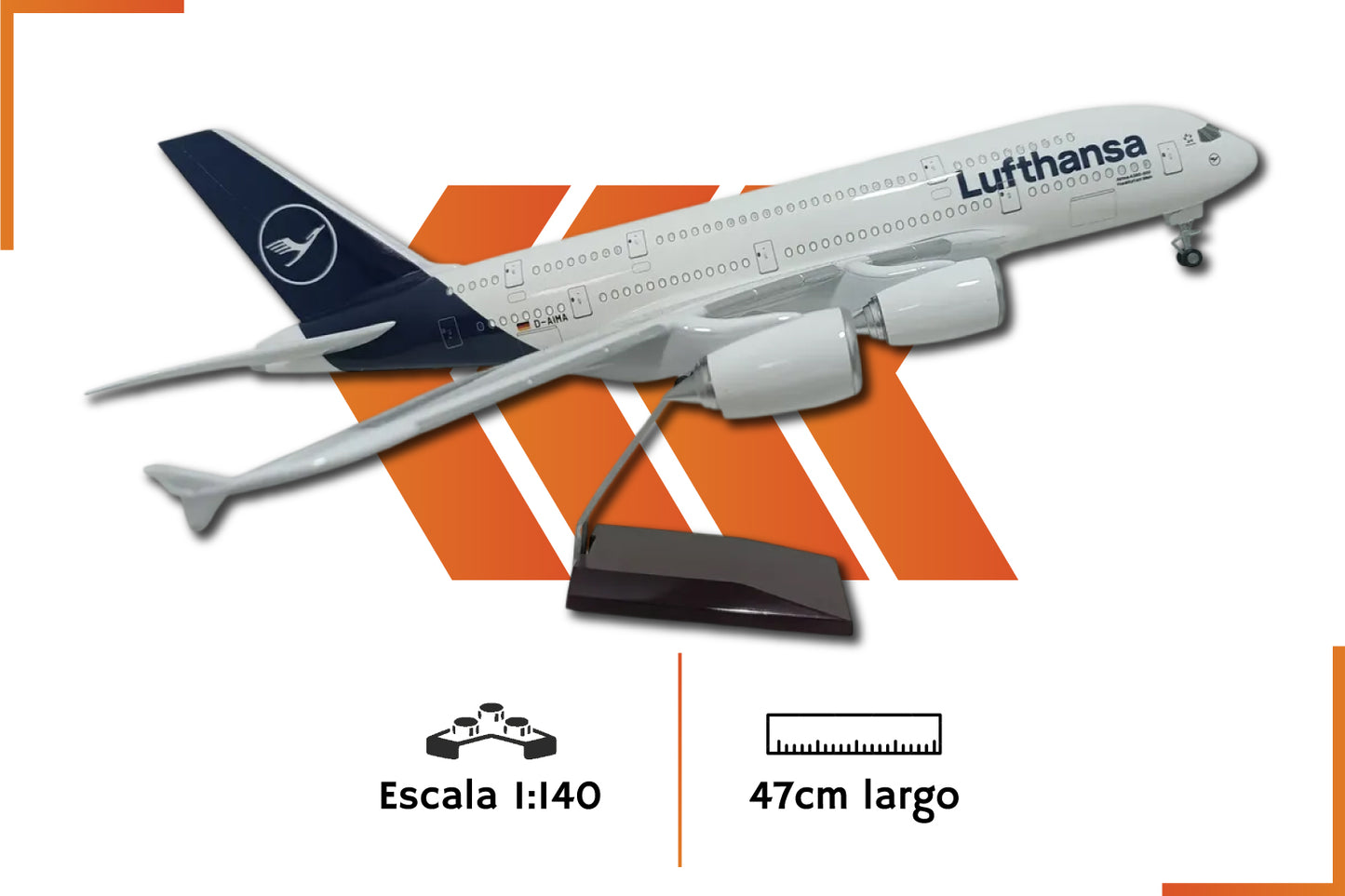 Airbus A380 Lufthansa | Escala 1:140 | 47 cm